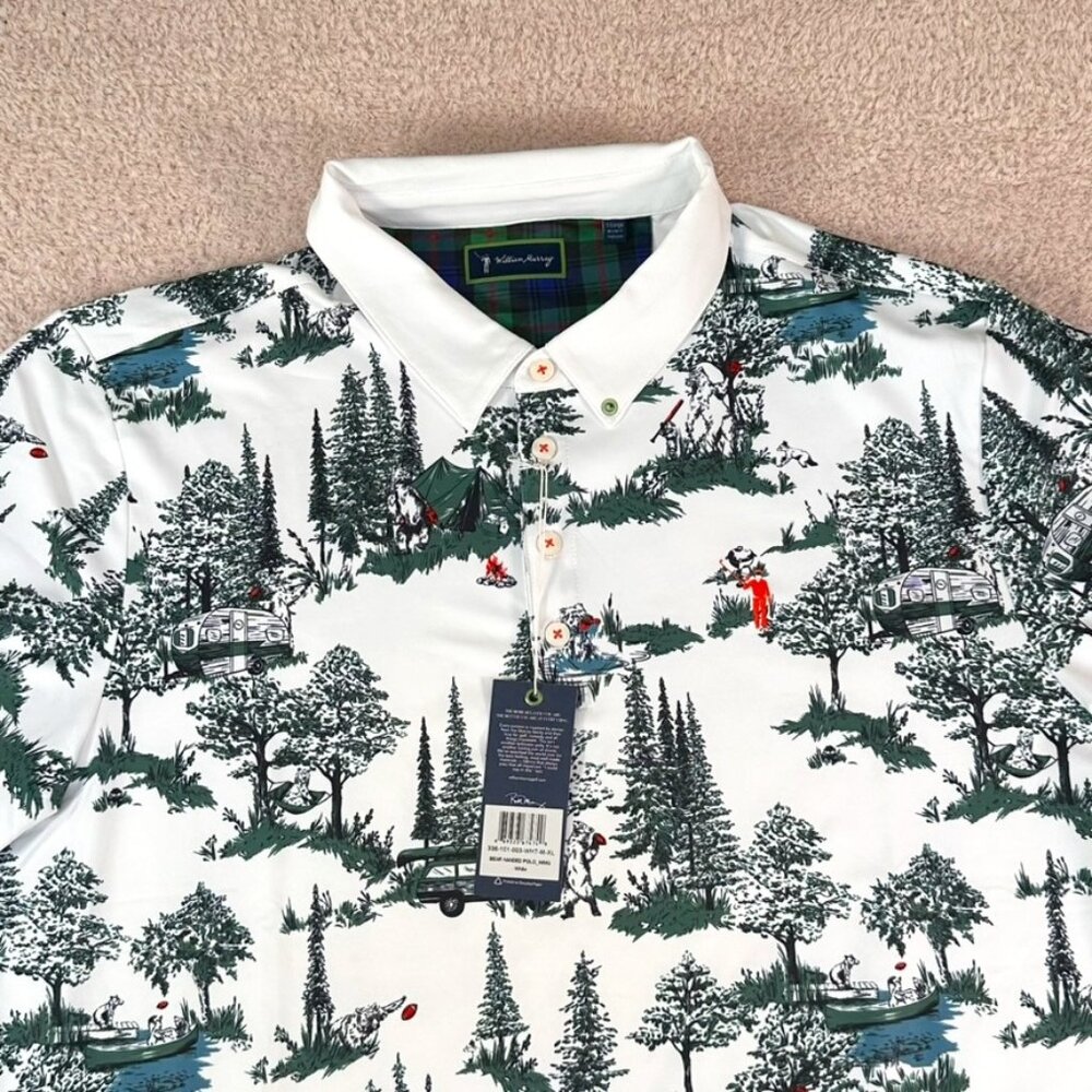 William Murray Golf White and Green Polo Shirt